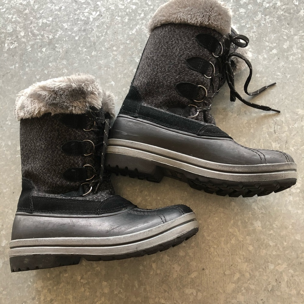 Magellan Winter Boots Mid-Calf SZ 7 Black/Gray - Picture 6 of 8